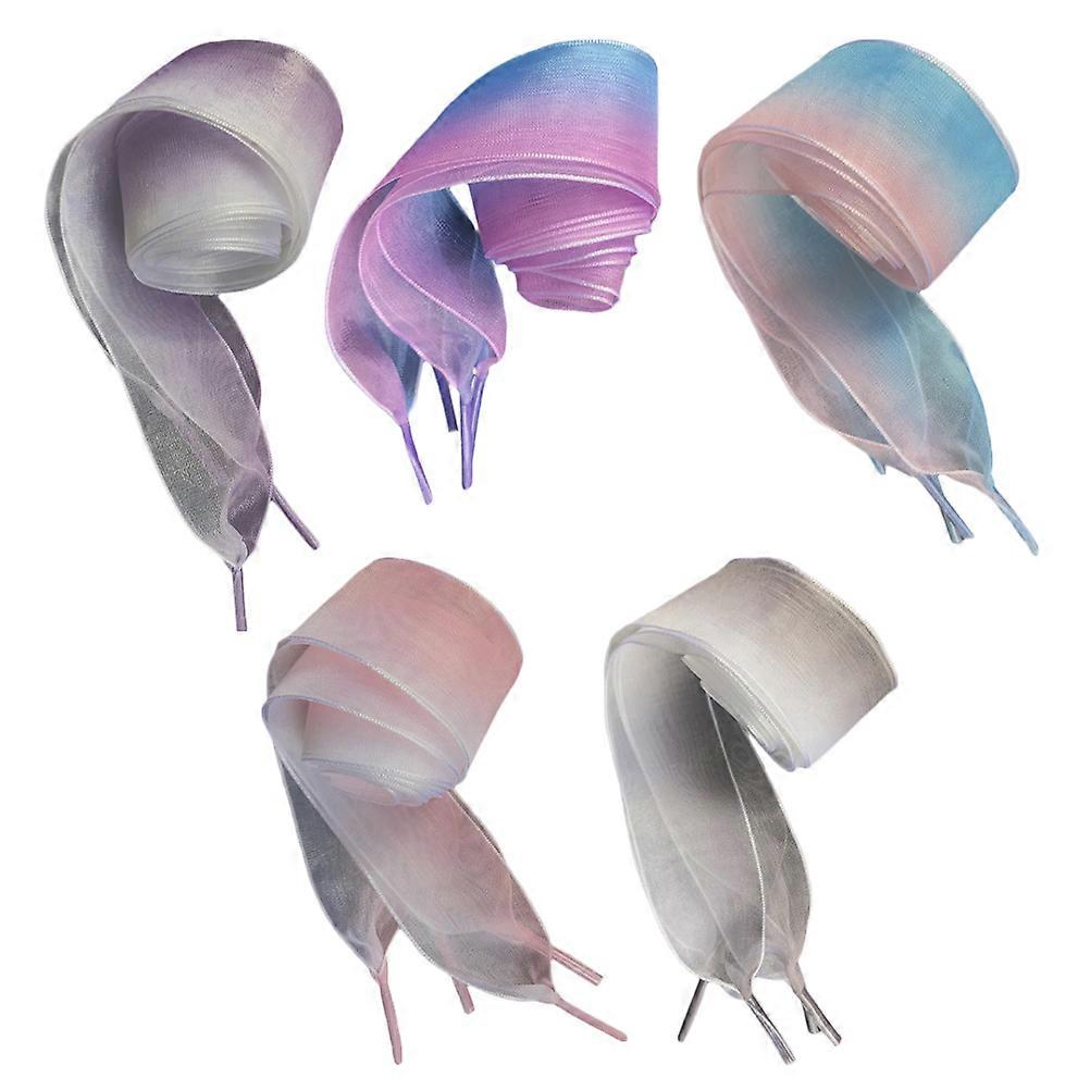Semi-Transparent Widened Shoe Tie Gradient Color Matching Yarn Shoelace Athletic Use Easy Inserting 5Pcs