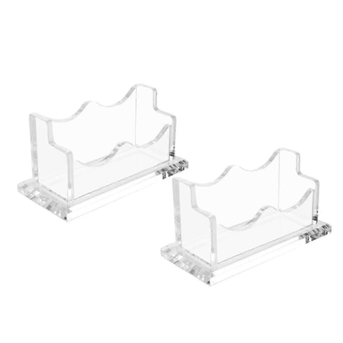 2Packs Acrylic Business Card Holder for Desk, Horizontal Clear Name Card Display Stand, Desk Accessory (1-Slot)