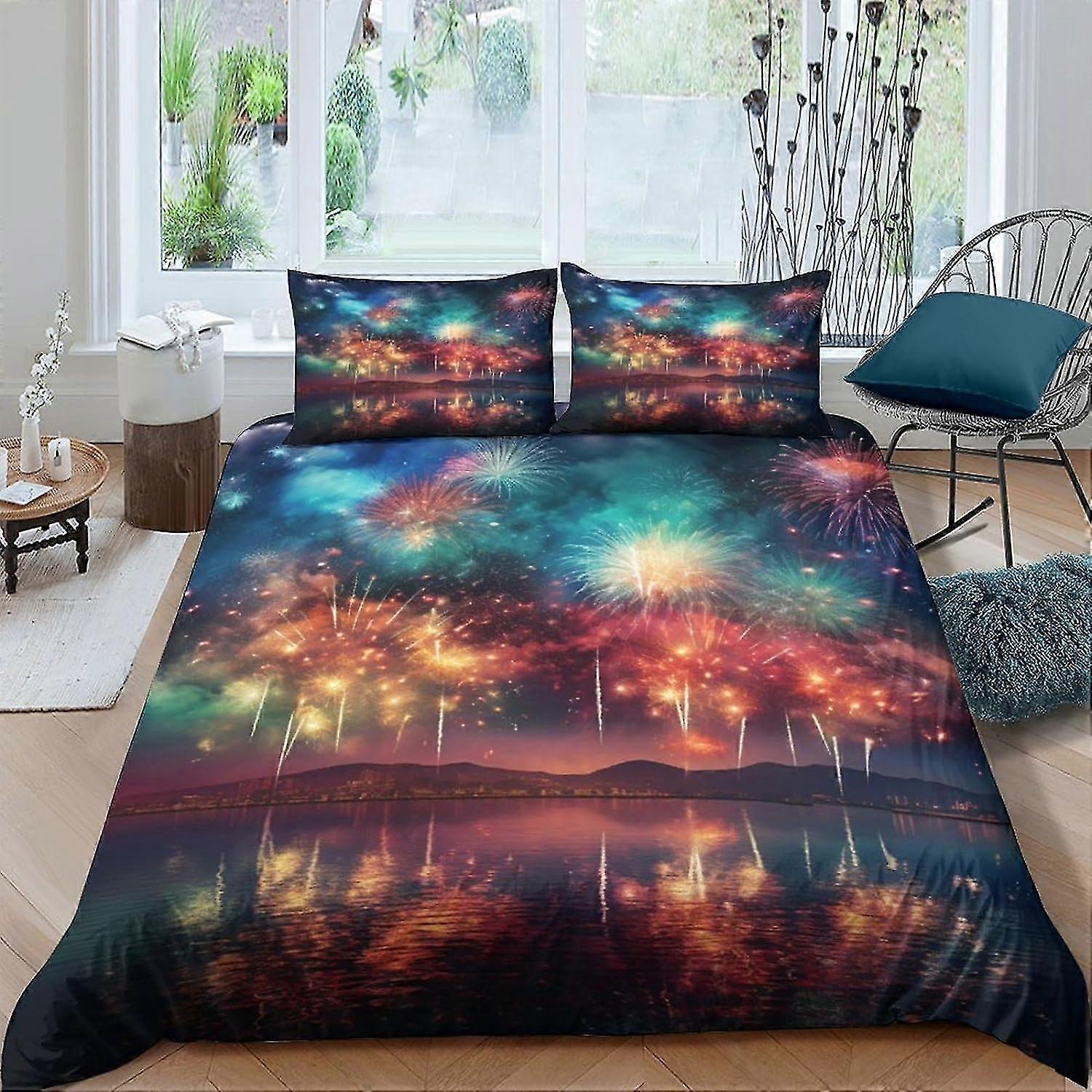 Conjunto de Capa de Edredom 3D Colorido com Fronhas, Microfibra Decorativa de Poliéster, Colcha de 3 Peças