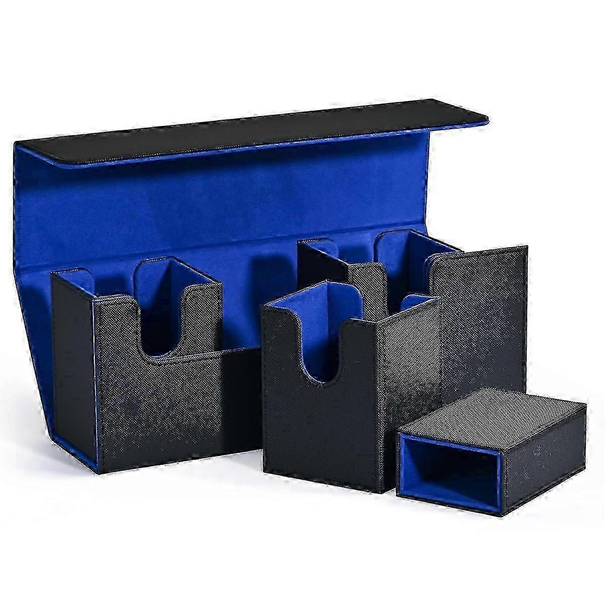 4 in 1 Card Storage Box with Dice Tray, Holds 300+ Cards, Magnetic Organizer for Card Decks