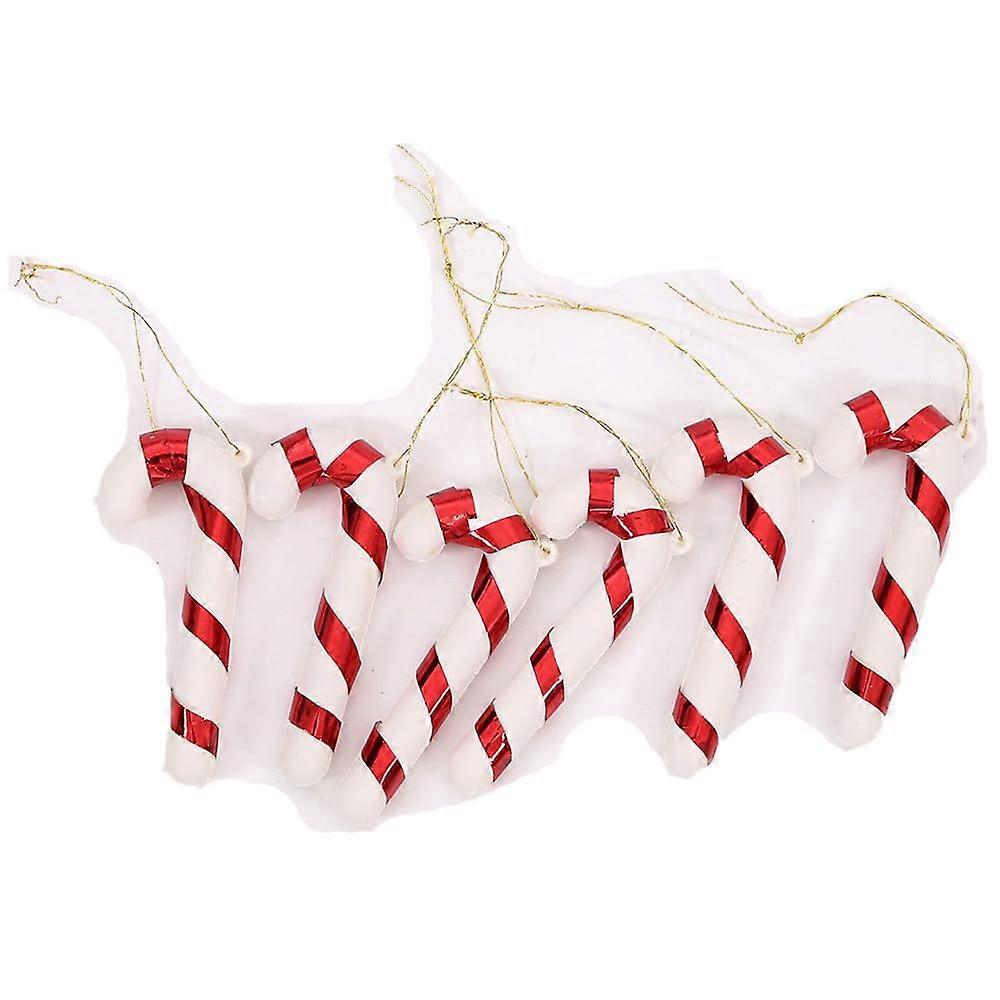 Small Candy Canes, Pack of 60, Mini Plastic Glitter Pendants for Christmas Tree Decoration, Hanging Lollipop Ornaments
