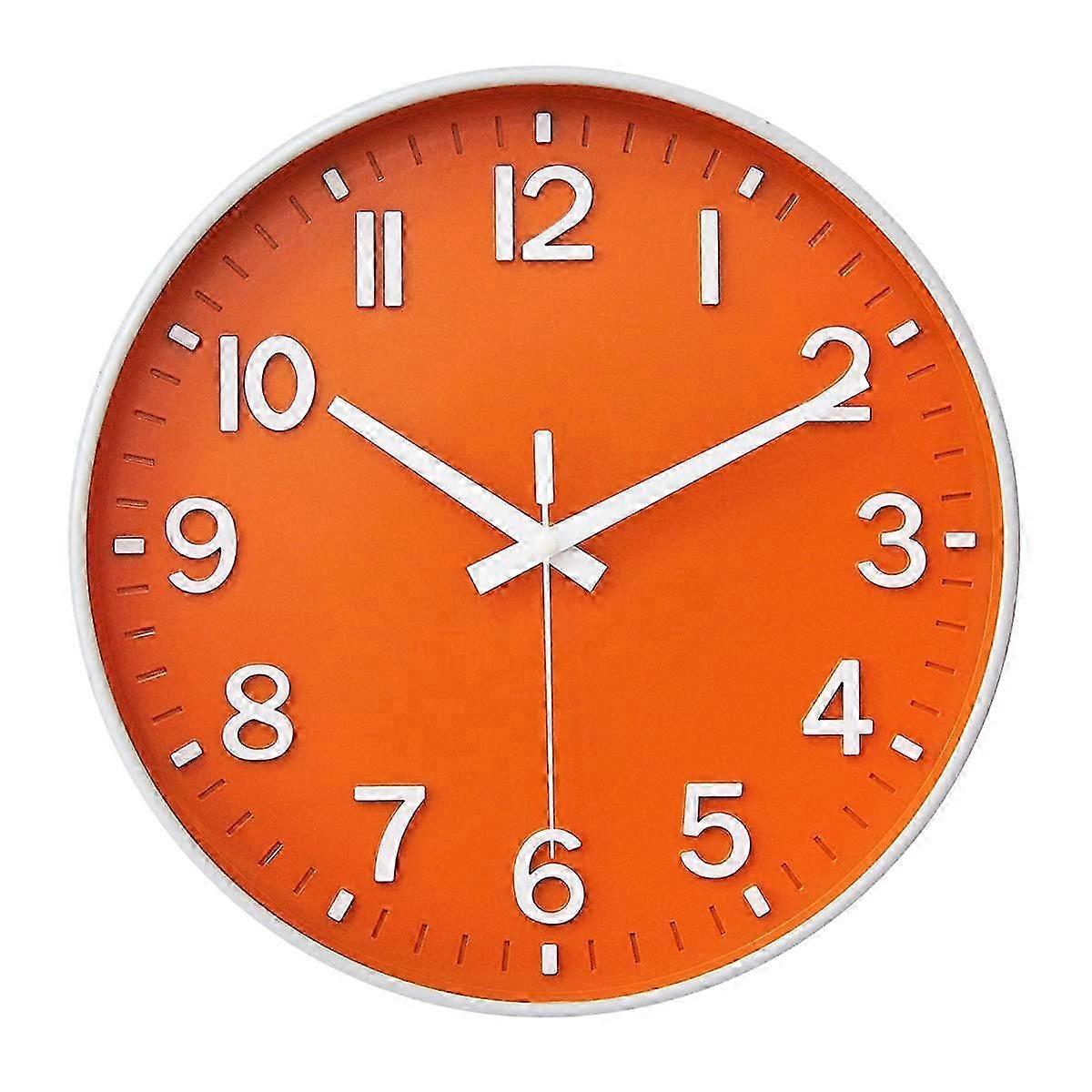Wall Clock 12 Inch Silent  Clock for Living Room(Orange)