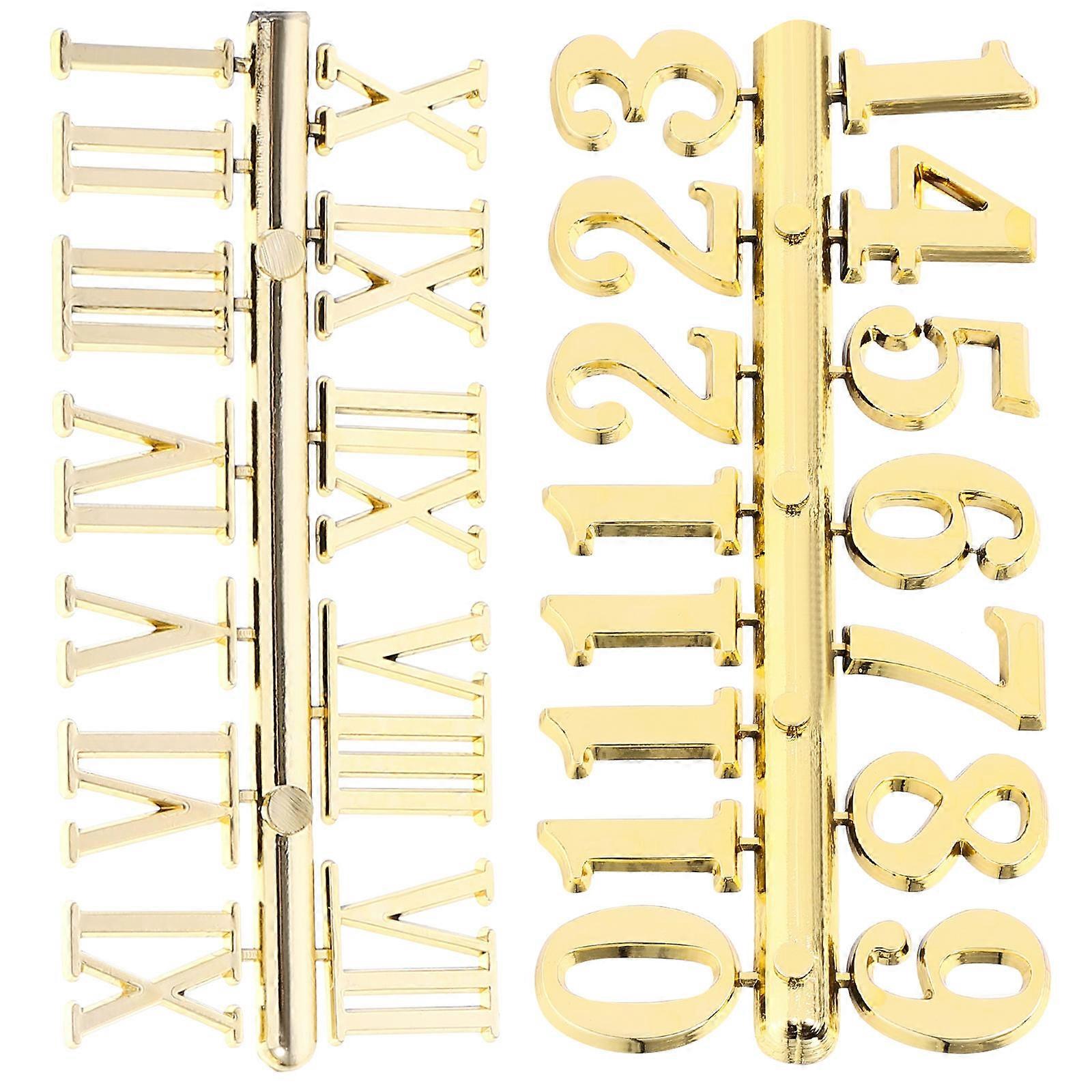 Clock Numbers For Clock Making Clock For Wall Clock Accessory Golden 12.00X5.00X0.30cm 2 Sets