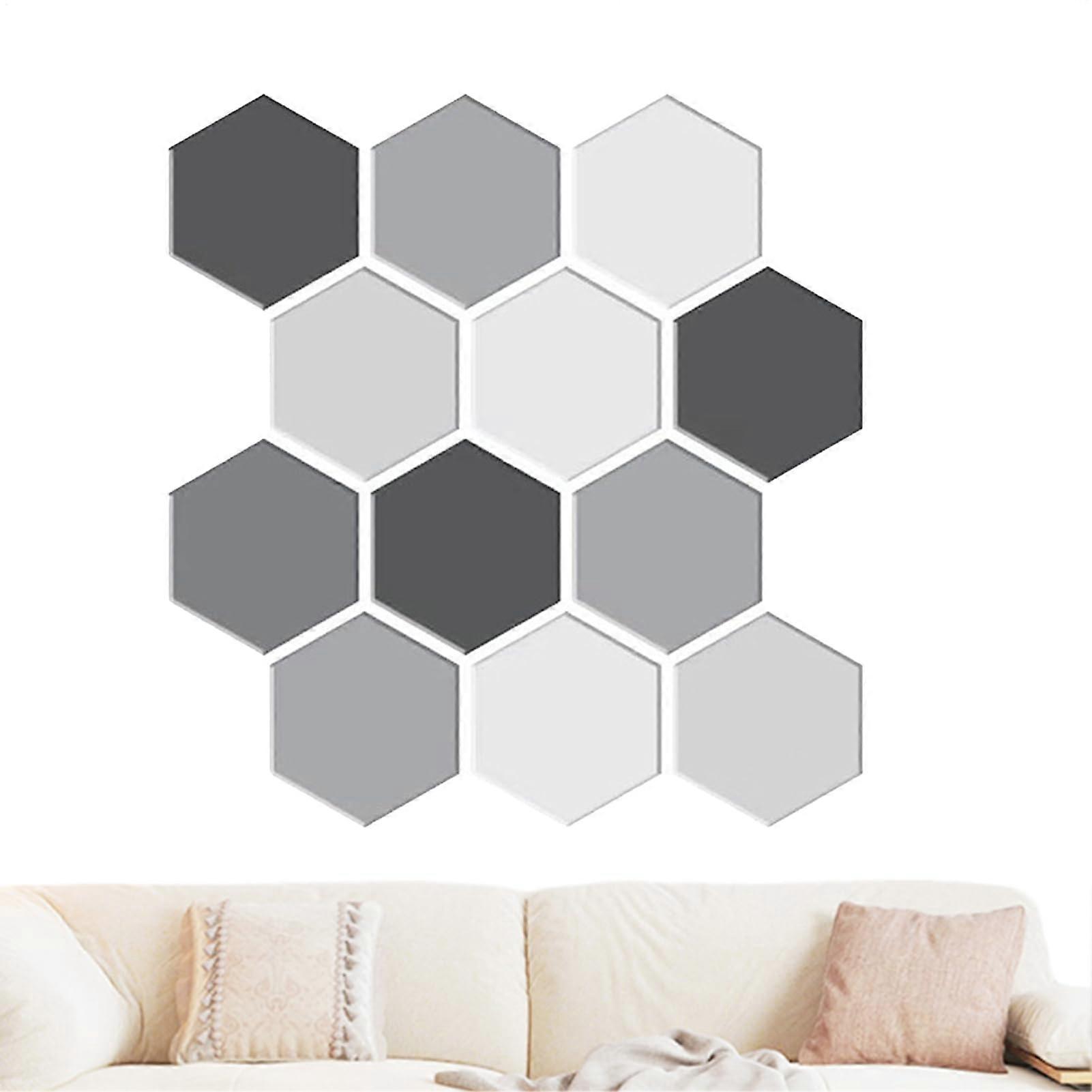 Hexagonal Tile Stickers, 10 Sheets, 3D Adhesive Peel And Stick Tiles, 30 x 29 cm, For Kitchen And Fireplace