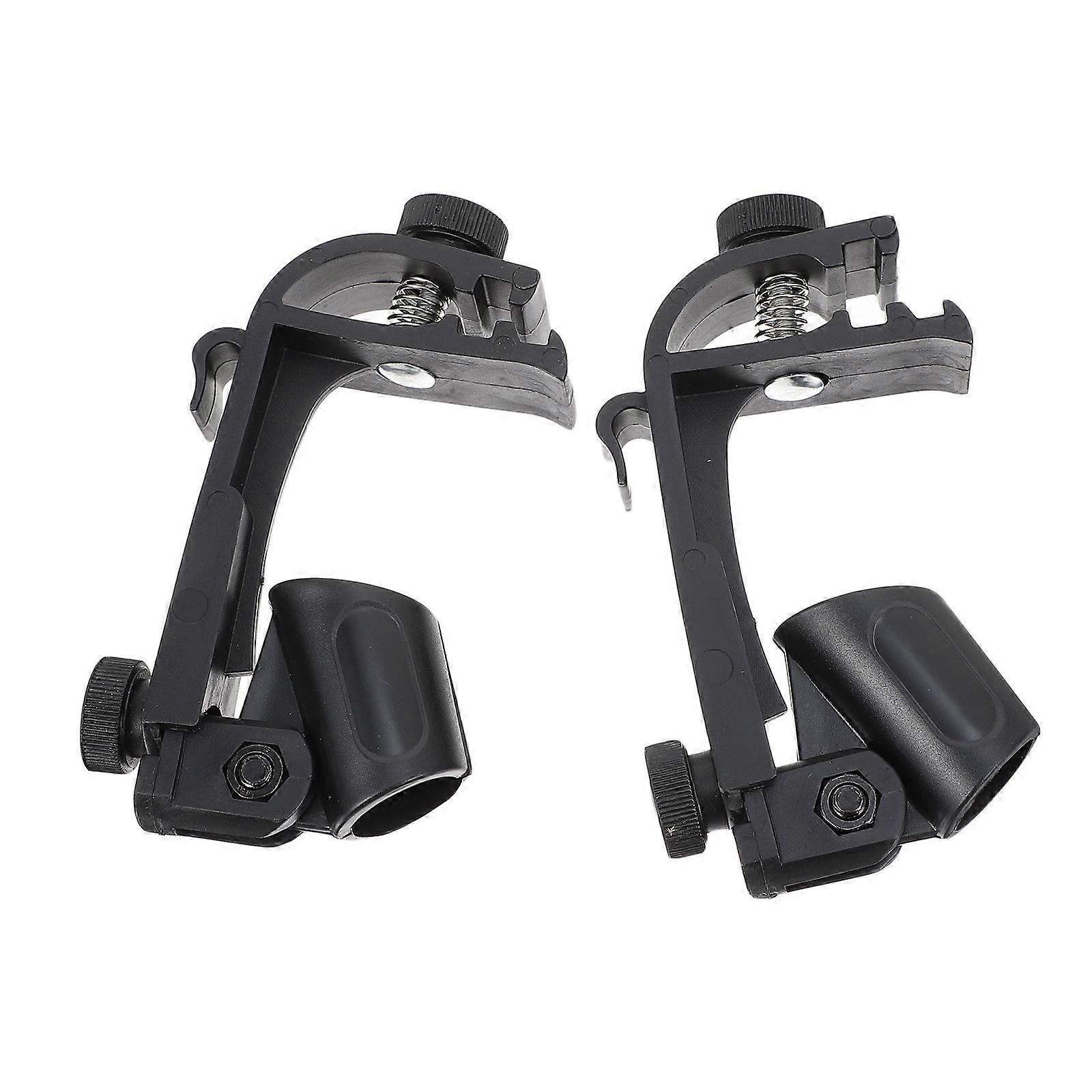 Microphone Clips for Drum Set with Durable Metal and Plastic Design Black 2pcs