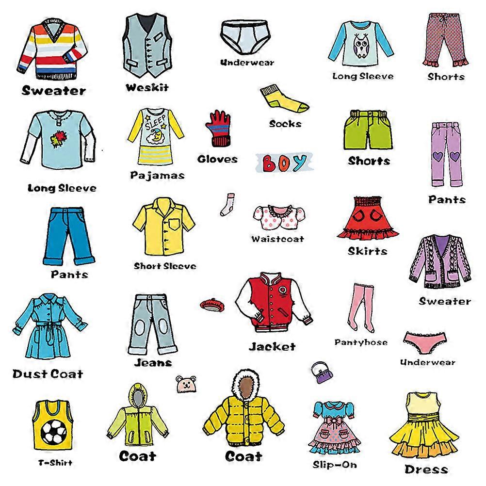 Clothes Labels Sticker for Organization Printed Clothing Sort Decals with Decorative Design, Easy to Read Storage Labels for Closet and Nursery
