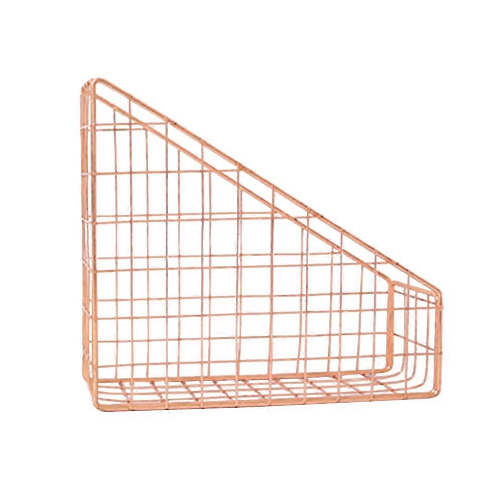Receipt Organizer Modern Minimalist Metal File Storage Basket Home Office School Rose Golden 9.8×3.3×9.1in Desktop File Sorter 1Pack
