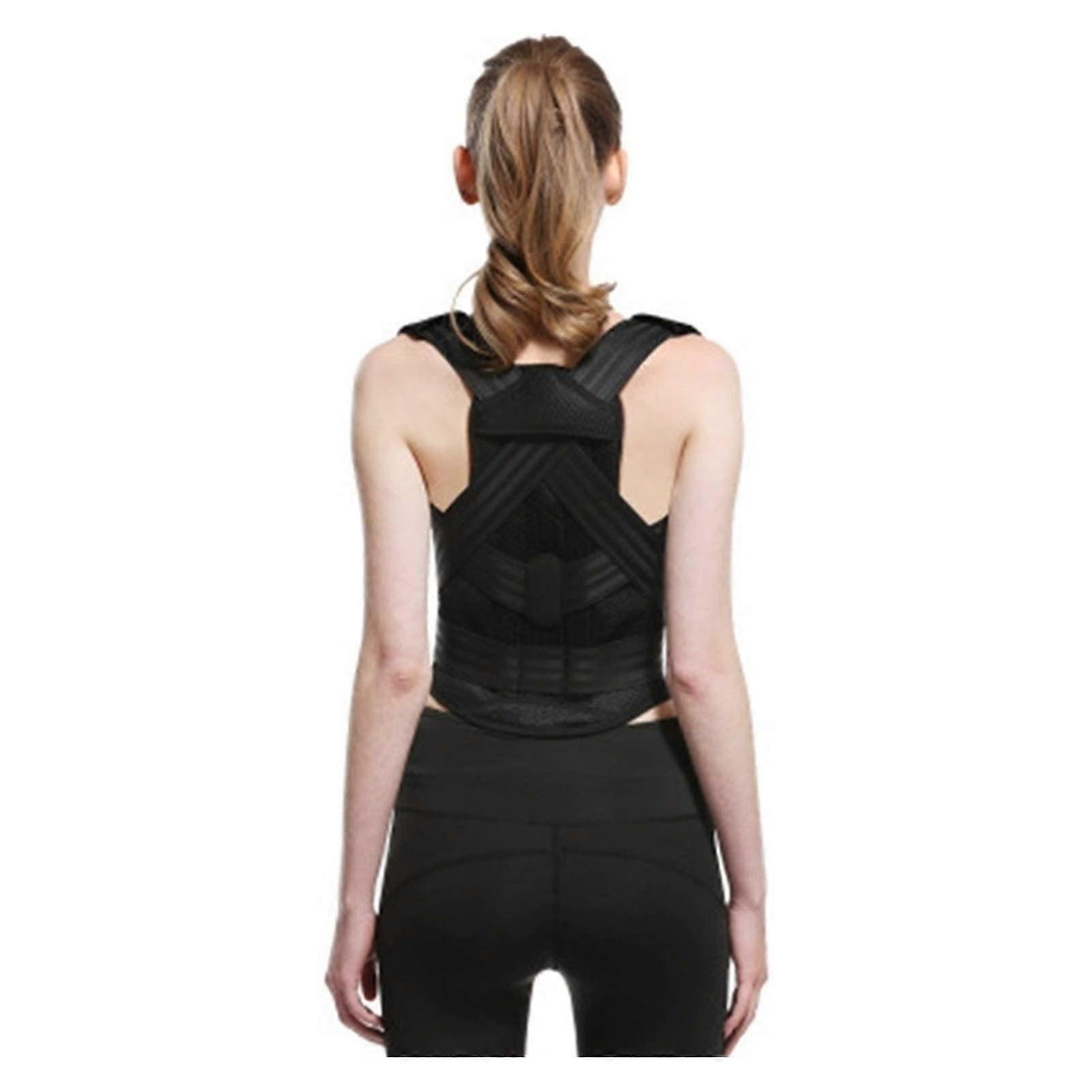 Adjustable Magnetic Posture Corrector Spine Back Shoulder Lumbar Brace Support Prevents Slouching (BlackXX) Black XX