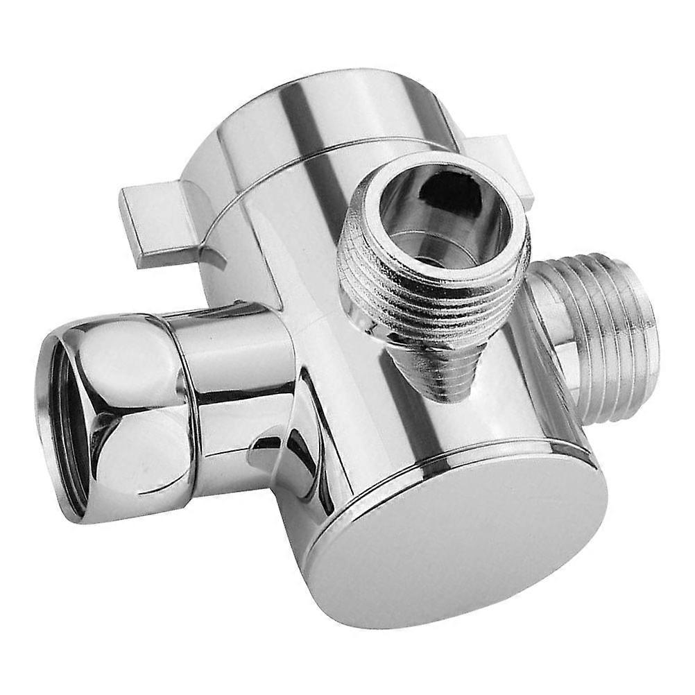 1PC 1/2 Universal Shower Water Divider Base Bathroom Shower Changeover Faucet Three Way Water Segregator for Home (Silver Arc Buckle)