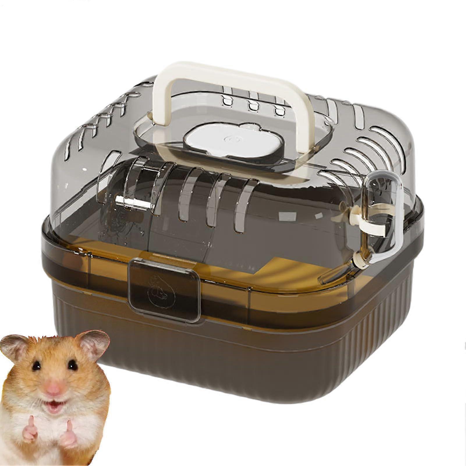 Hamster Travel Carrier, Ventilated Portable Lightweight with Exercise Wheel