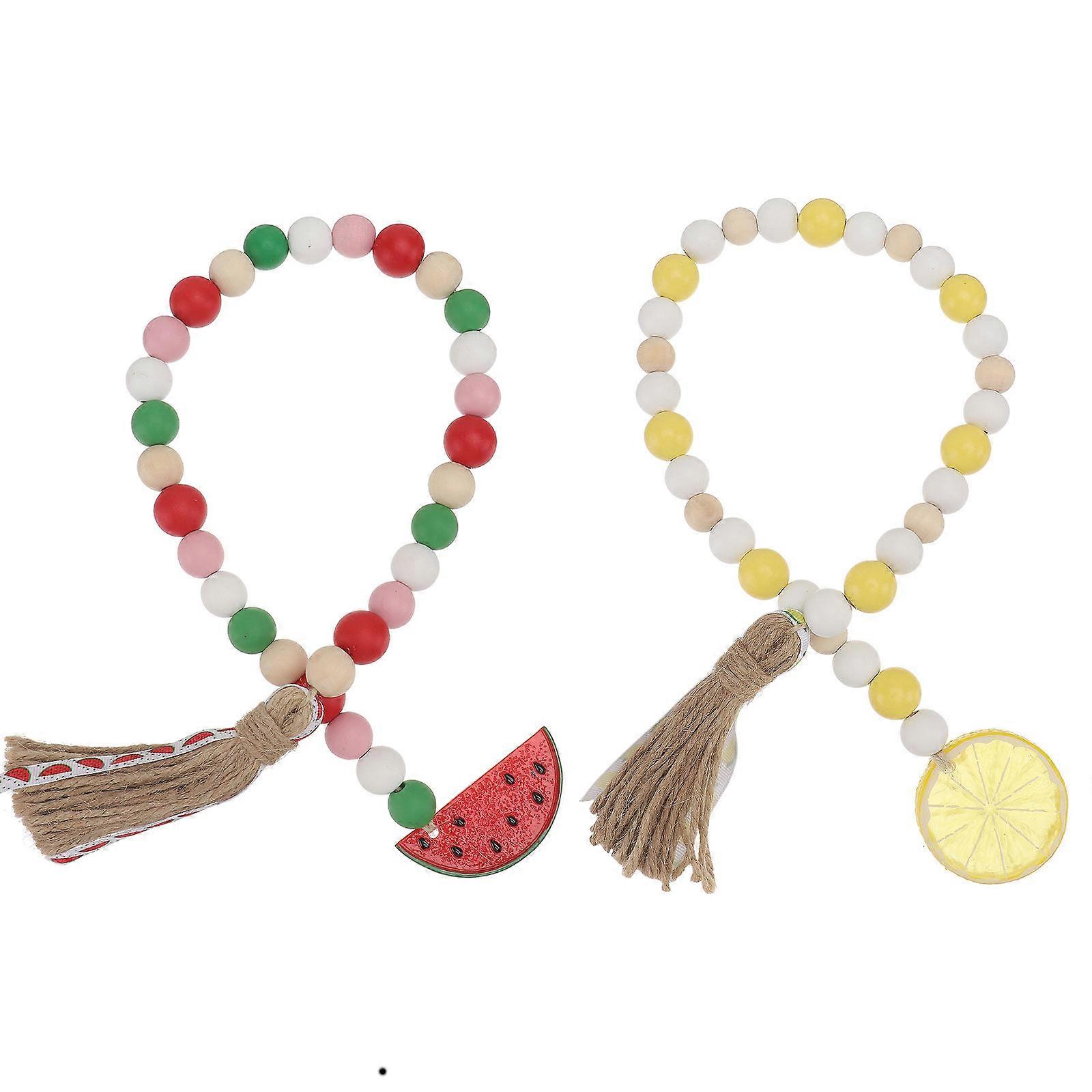 Hanging Decorations Bead Pendant Home Hanging Adornment Tassel String Assorted Color Resin Material 2Pcs