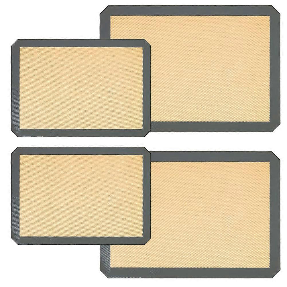 Heat Resistant Baking Pads Thermoresistant Silica Gel Baking Mats Non Stick Oven Lining Khaki 42X29.5CM 4Set