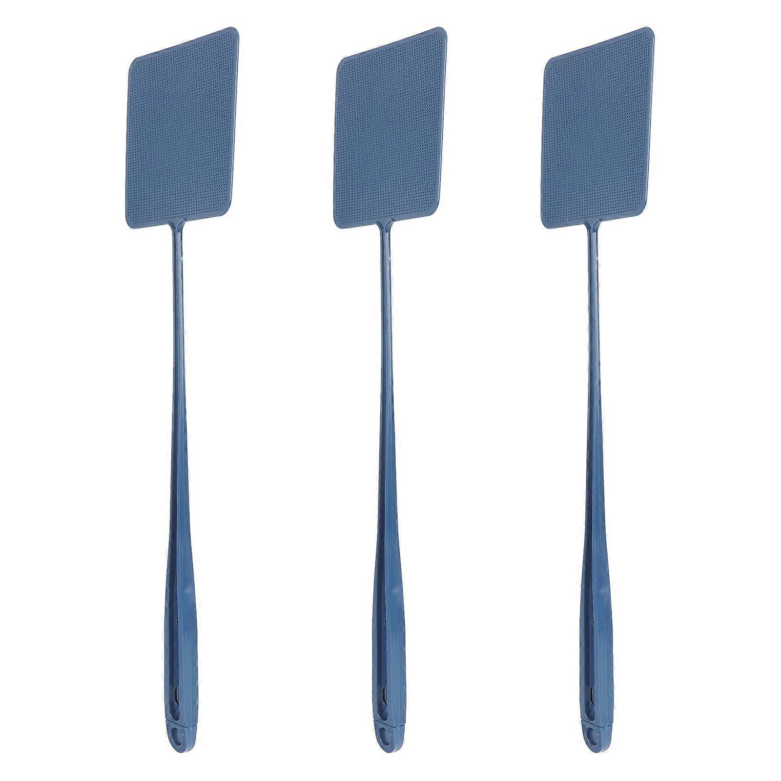 Long Handle Fly Swatters Heavy Duty Rectangular Head Mosquito Swatting Home Use 3Pcs