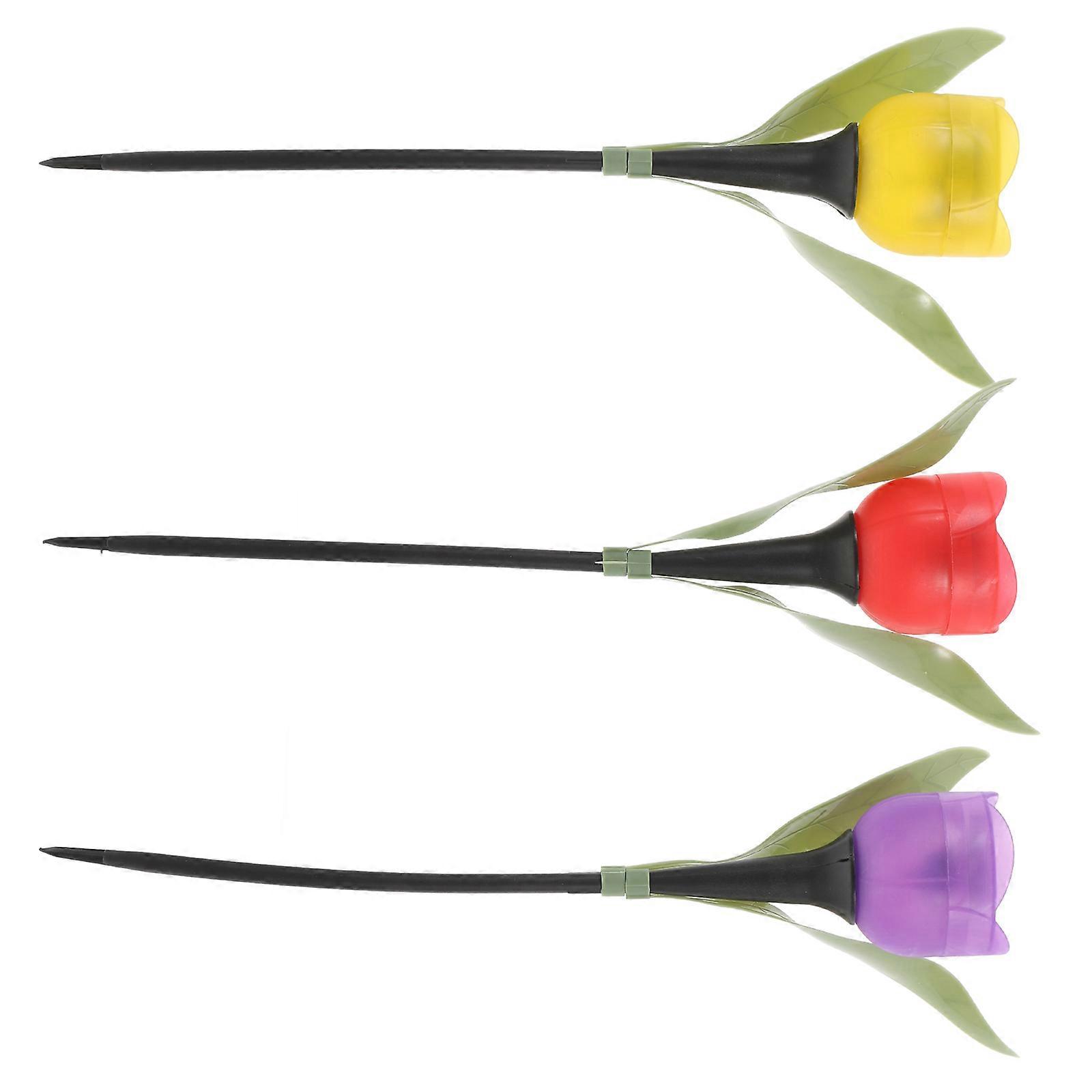 3pcs Solar Powered Tulip Shaped Outdoor Garden Lights with Auto Sensor & Weatherproof Design for Pathways, Driveways, Patios, and Landscapes
