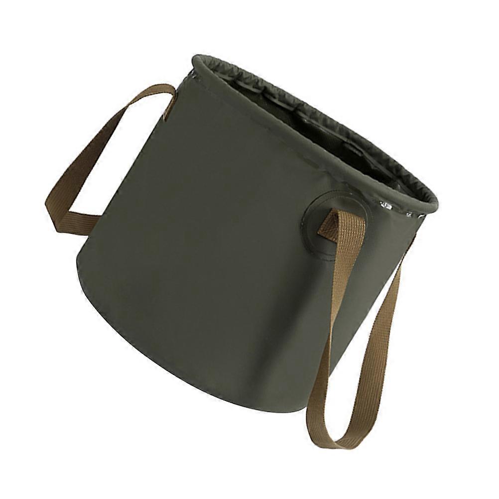 Green Collapsible Bucket with Sturdy Handles for Outdoor Use Lightweight PVC 7.9x10.2 Inches