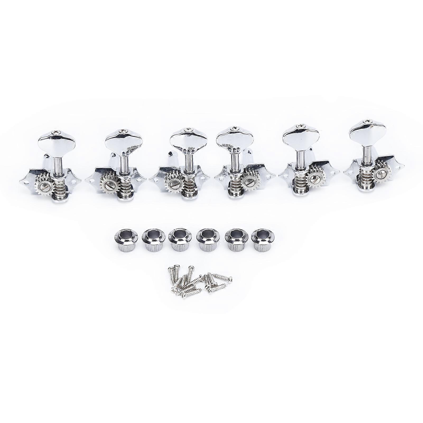 6Pcs Guitar String Tuning Peg Metal Open Tuner Key Machine Head Set Kit for Acoustic ElectricSilver