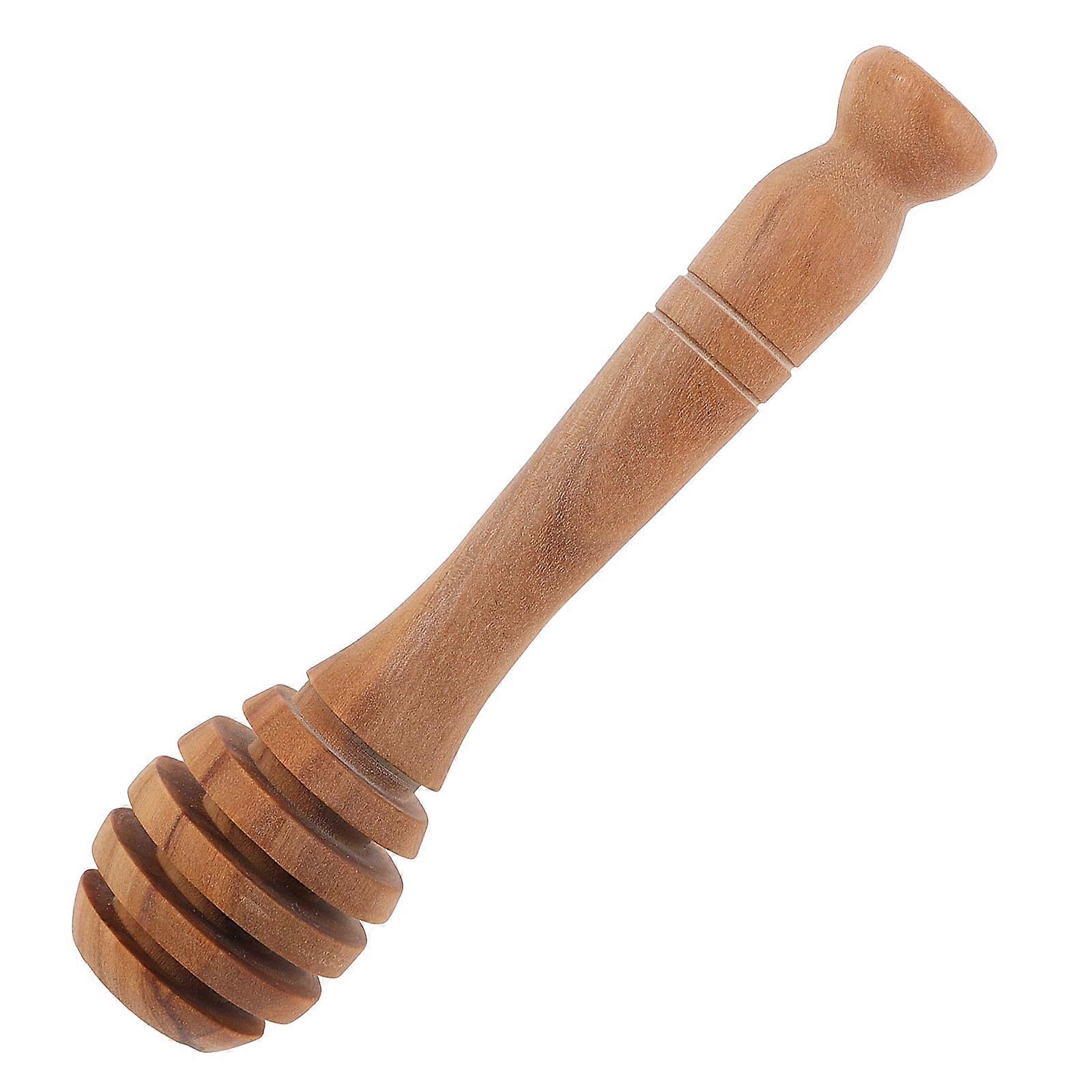Olive Wood Honey Dipper with Spiral Design for Smooth Stirring and Dispensing Long Handle 7.8 Inches