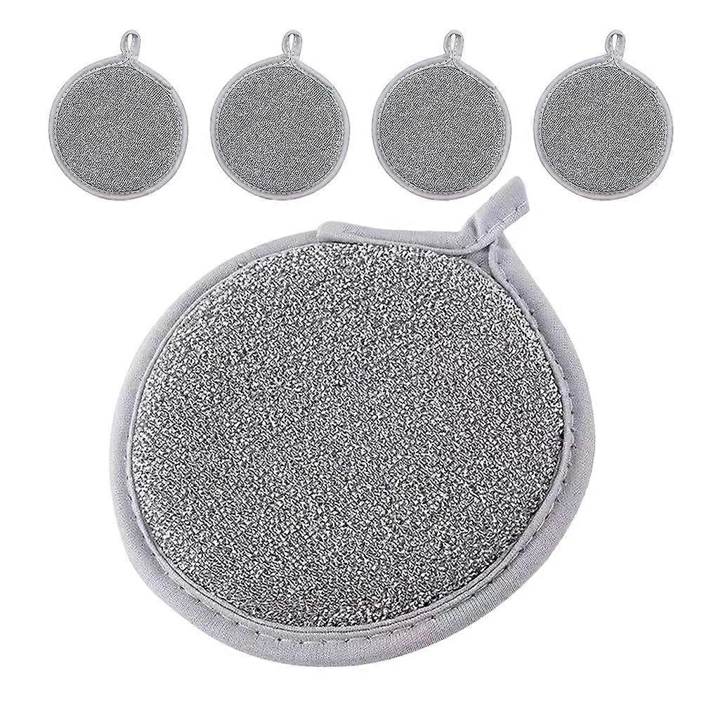 Double Sided Silver Wire Cleaning Cloth for Kitchen Use 5Pcs Sponge Set