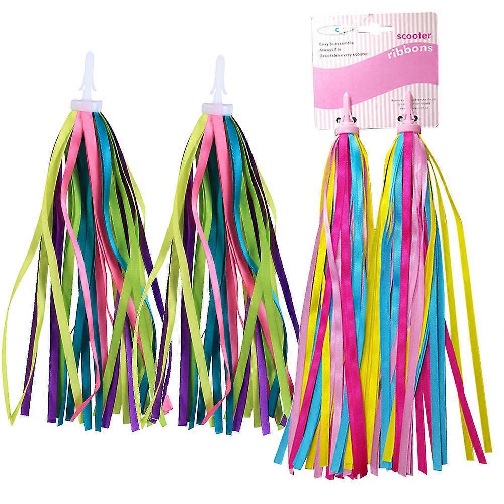 2 Pairs Scooter Ribbons Bike Handlebar Streamers Durable Decorative Tassels for Bicycle Handles Holiday Birthday Use