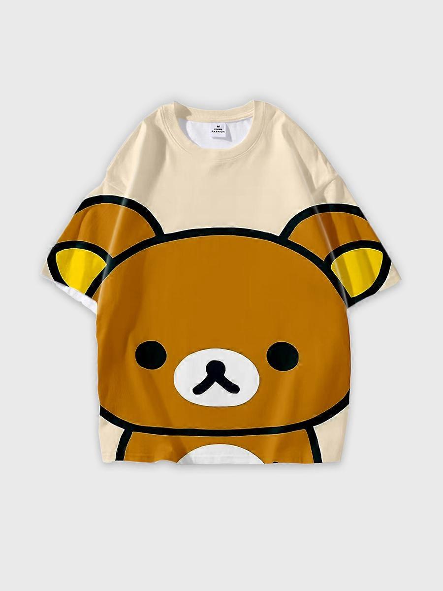 T-shirt girocollo Cartoon Pattern manica corta sciolta D3005