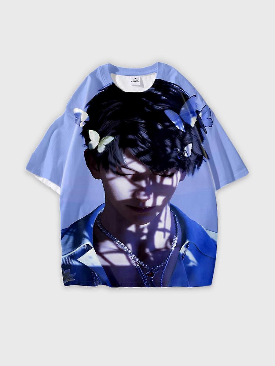 T-shirt round neck Role Pattern loose short sleeve E244