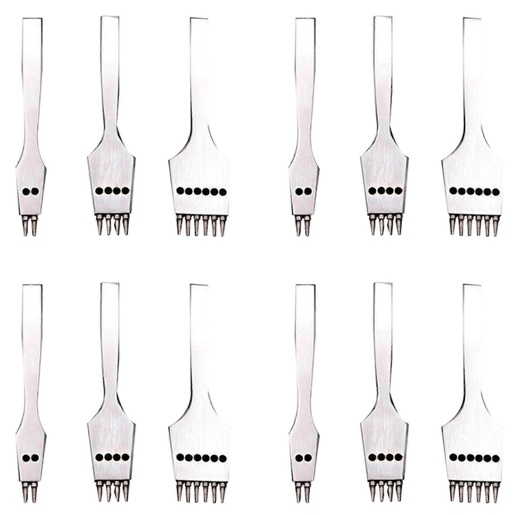12Pcs 4mm Leather Craft Round Hole Leather Puncher Detachable Seam Punching Chisel Tool/Set