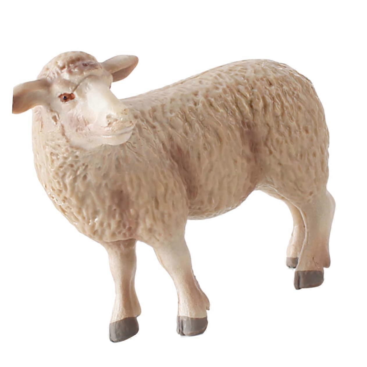 Sheep Model Miniature Light Brown Artificial Sheep Figurine Lamb Animal Sculpture Decorative Ornament
