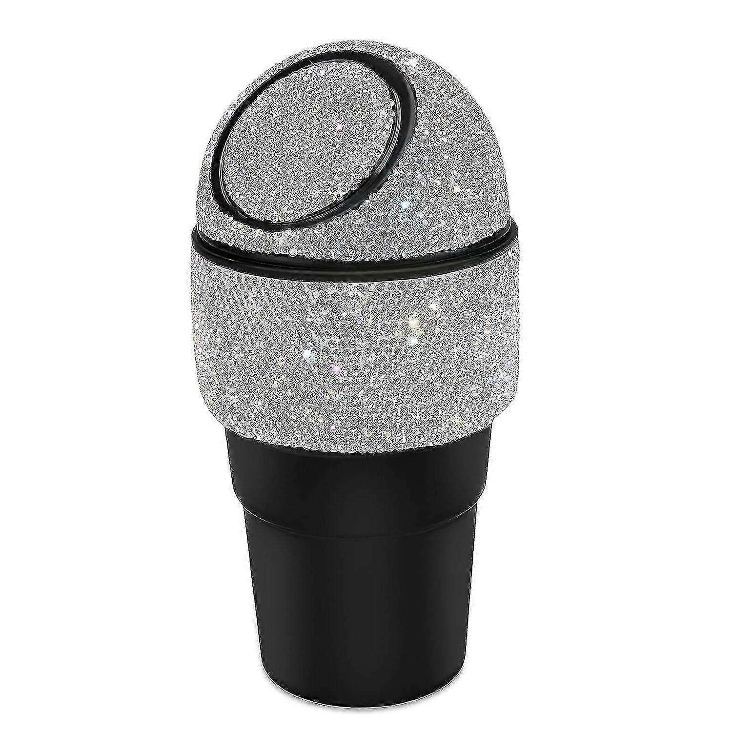 LINJOU Bling Strass Auto Mülleimer, Bling Auto Mülleimer mit Deckel, Mini Mülleimer