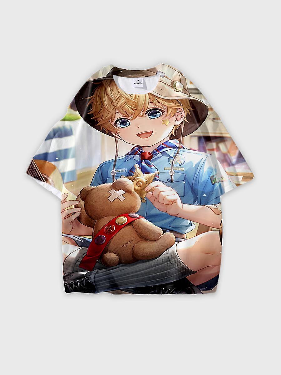 T-shirt round neck Role Pattern loose short sleeve E745