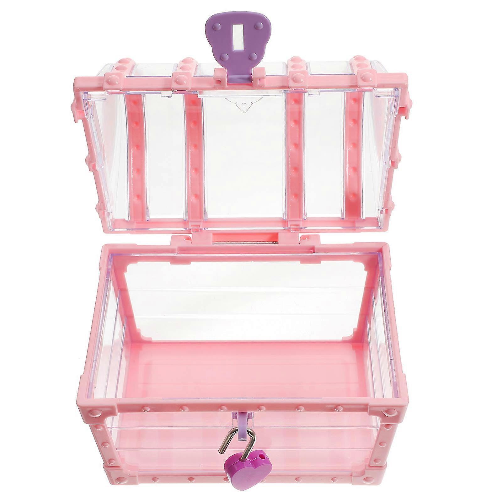 Pink Plastic Treasure Chest for Home Toys Storage or Party Favor Box 7.5 x 5.5 x 5 Inches