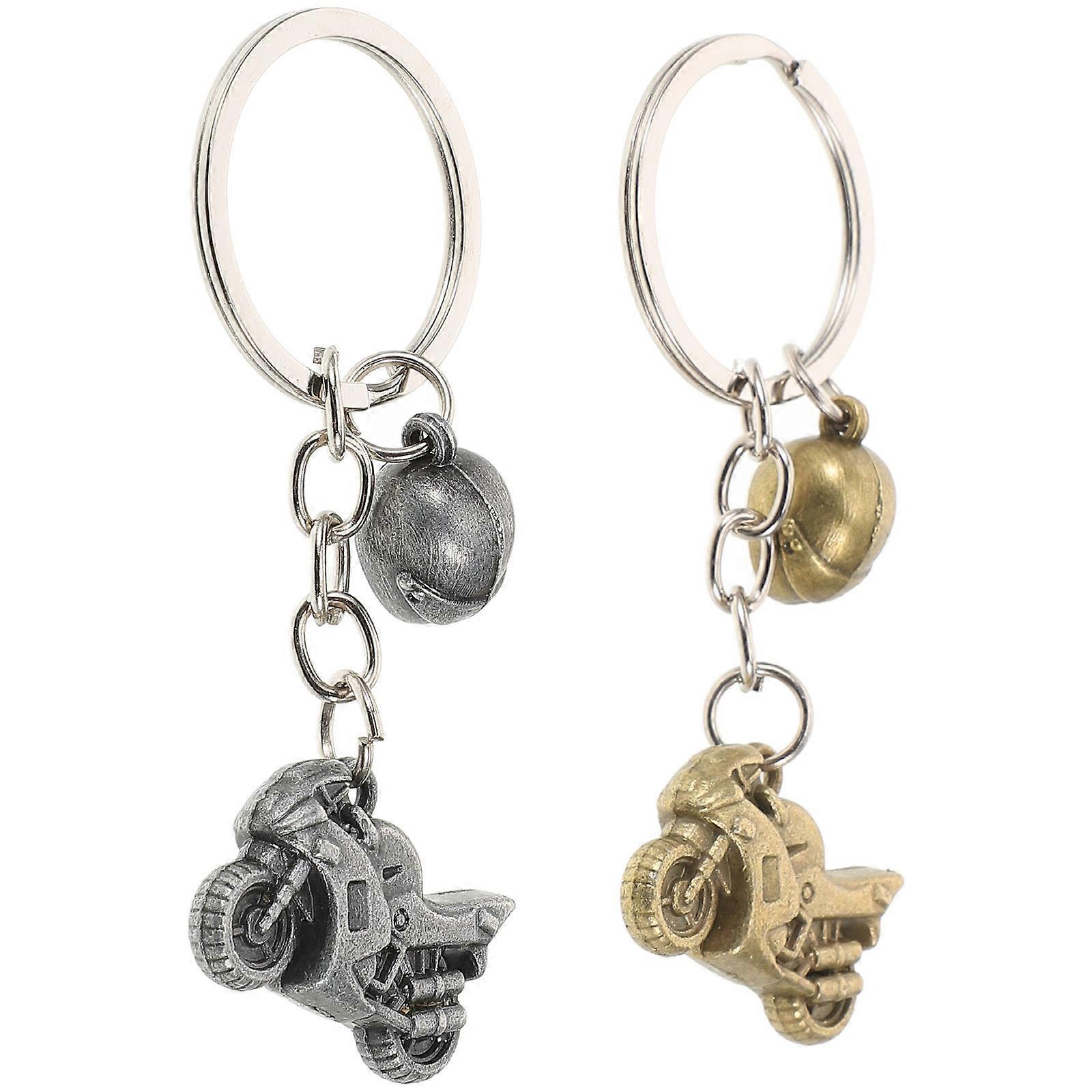 Motorcycle Model Keychains with Alloy Material Assorted Color Fashionable Backpack Accessories 2pcs