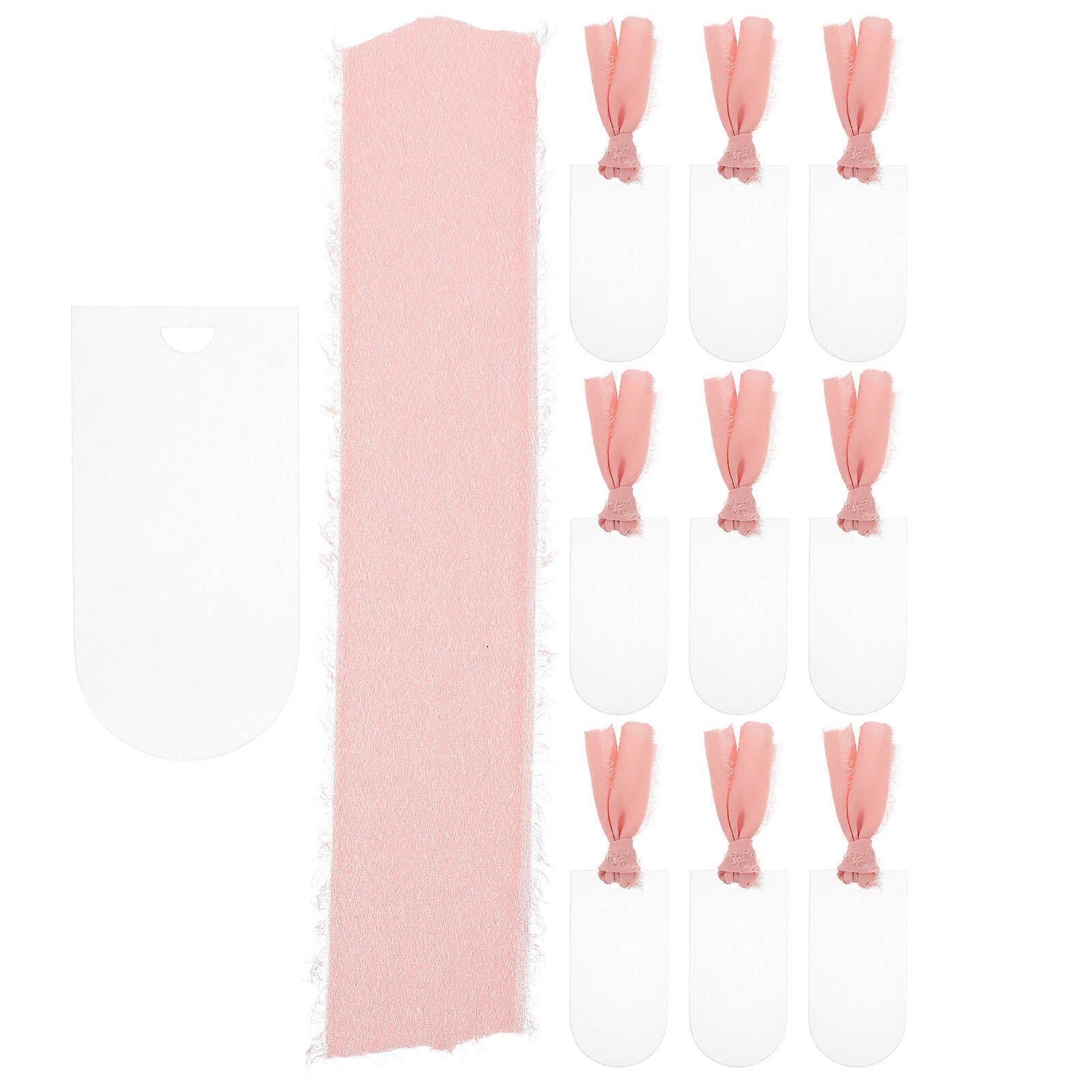 Acrylic Hanging Reserved Chair Tags with Ribbon – Transparent Arch Shaped Reusable Seating Signs for Wedding, Party Decorations and Guest Seat