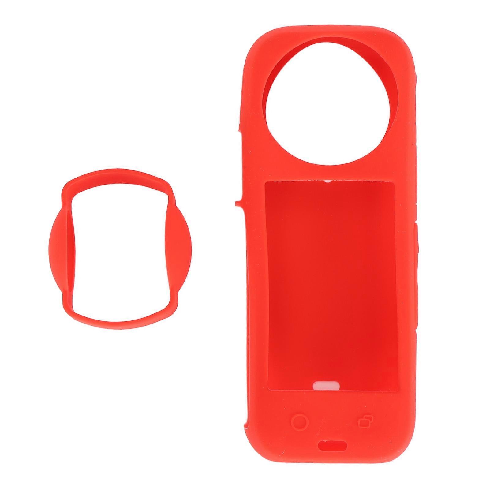Action Camera Protective Case Silicone Shockproof Cover Panoramic Camera Protector for Insta360 X4 Camera Red