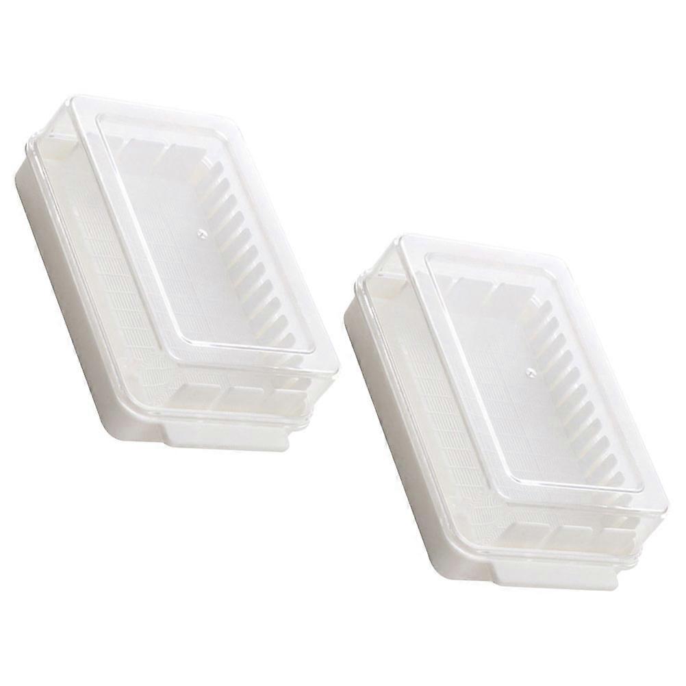 Butter Dish with Lid for Fridge Made of PP White Color Fits in Modern Kitchens 2Pcs