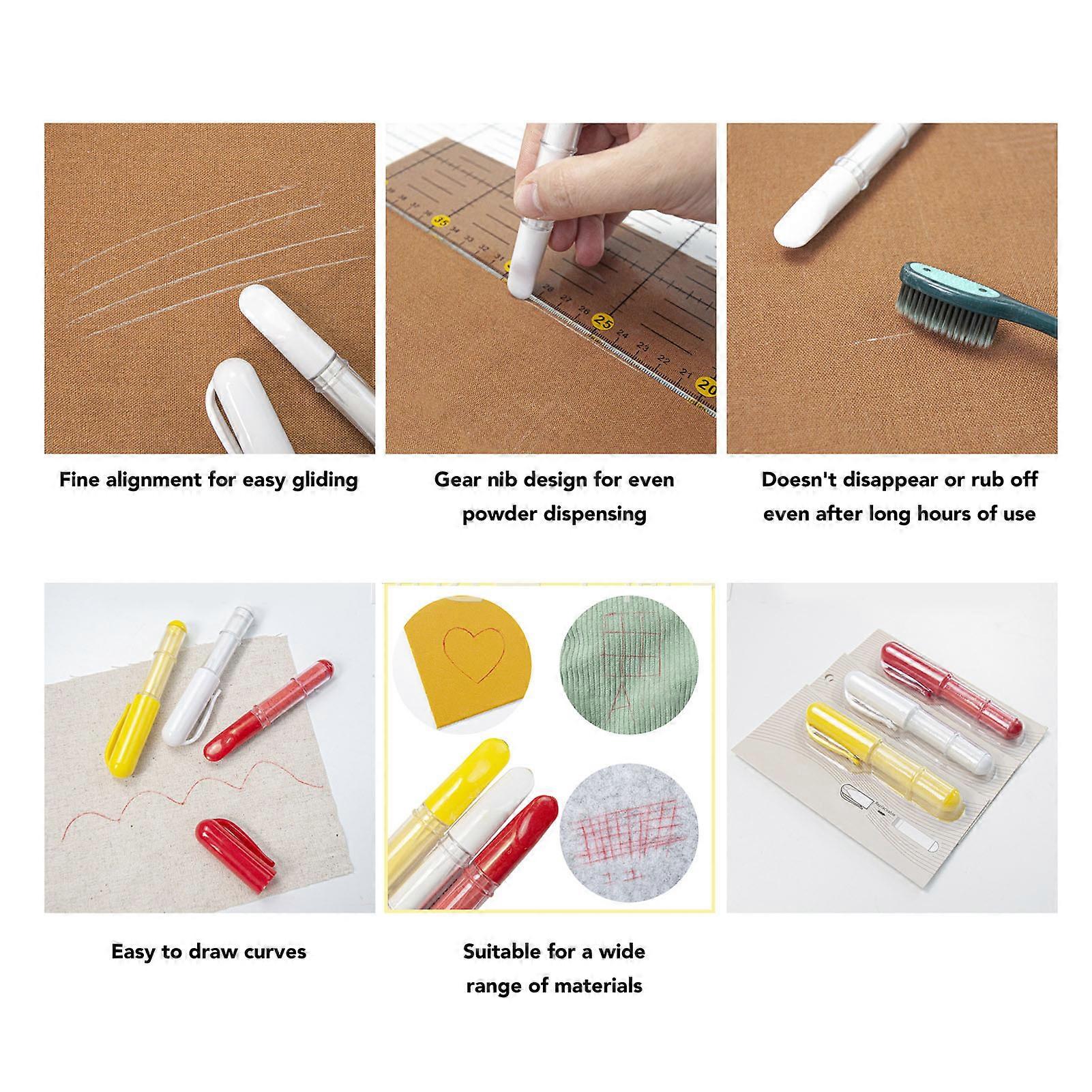 Fabric Chalk Marker Precise Marking Easy to Remove Multipurpose Portable Fabric Chalk Liner Pen for Sewing Quilting Crafting Yellow