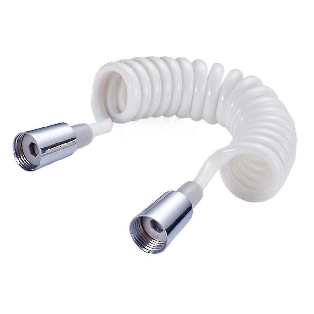Copper Cap Shower Foam Bidet 1.5M Flexible Retractable Hose with PVC Spring and Shower Head for Toilet Use - White