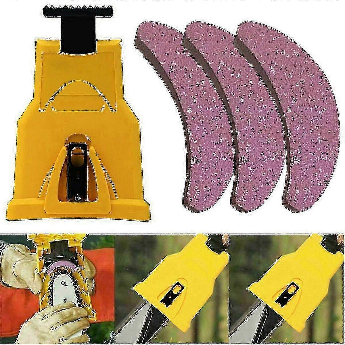 Chainsaw Chain Sharpener Kit with 3 Grindstones - Professional Woodworking Tool by Walkbee