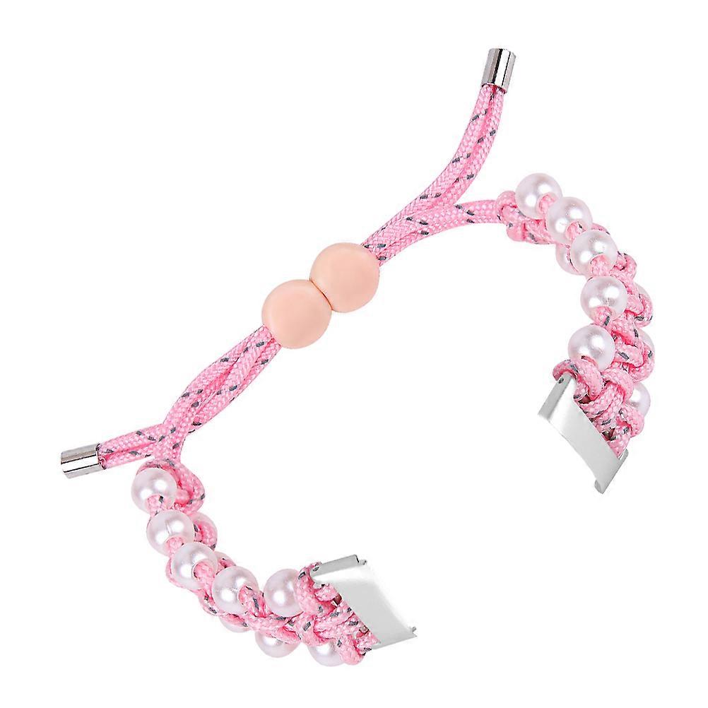 Smart Watch Band Pearl Strap Replacement with Adjustable Fabric Bracelet