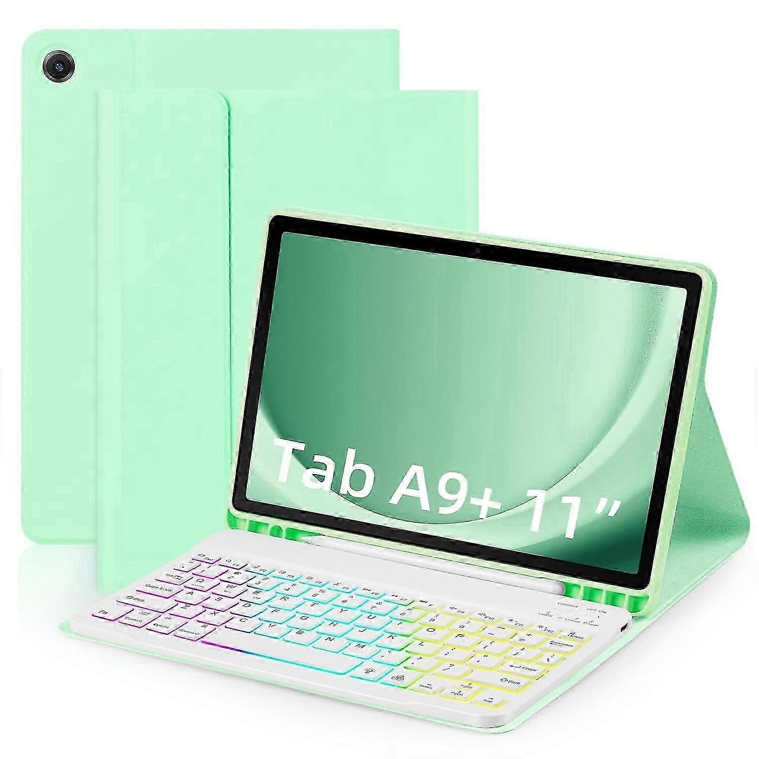 Samsung Galaxy Tab A9+ Nahkakotelo Irrotettavalla RGB-taustavalaistulla näppäimistöllä