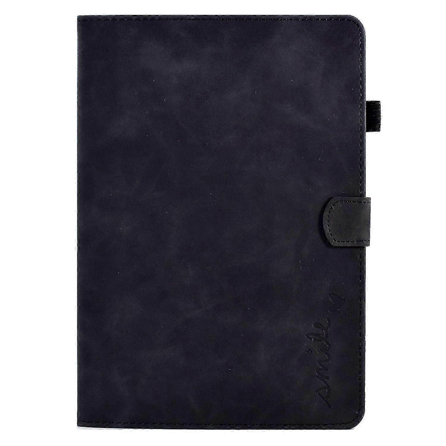 Tablet Case For Lenovo Tab M10 Embossed Smile Flip Tablet Leather Case(Black)
