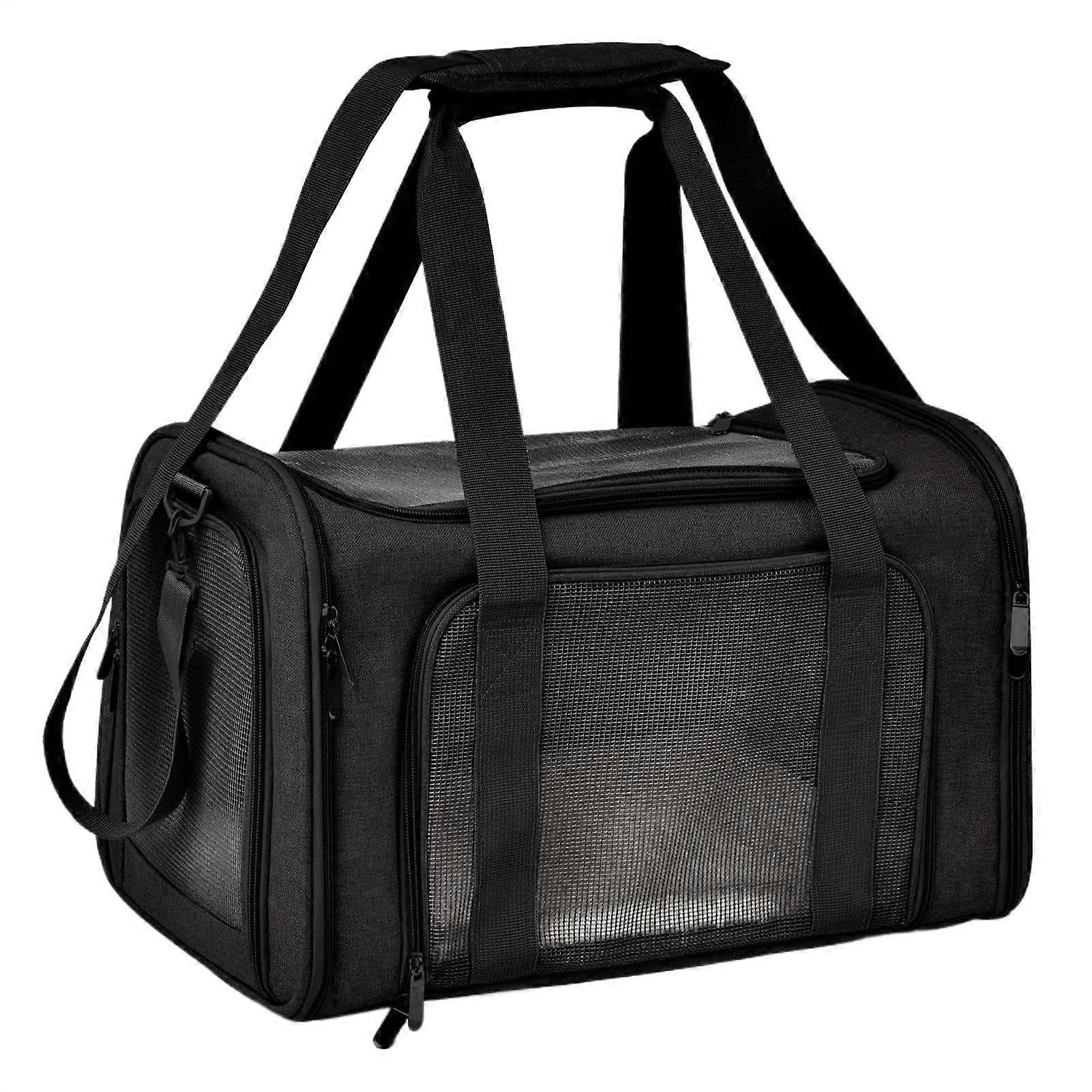 Cat carrier bag, travel pet carrier, breathable small carrier bag for small cats and dogs, foldable carrier bag, portable pet travel carrier black