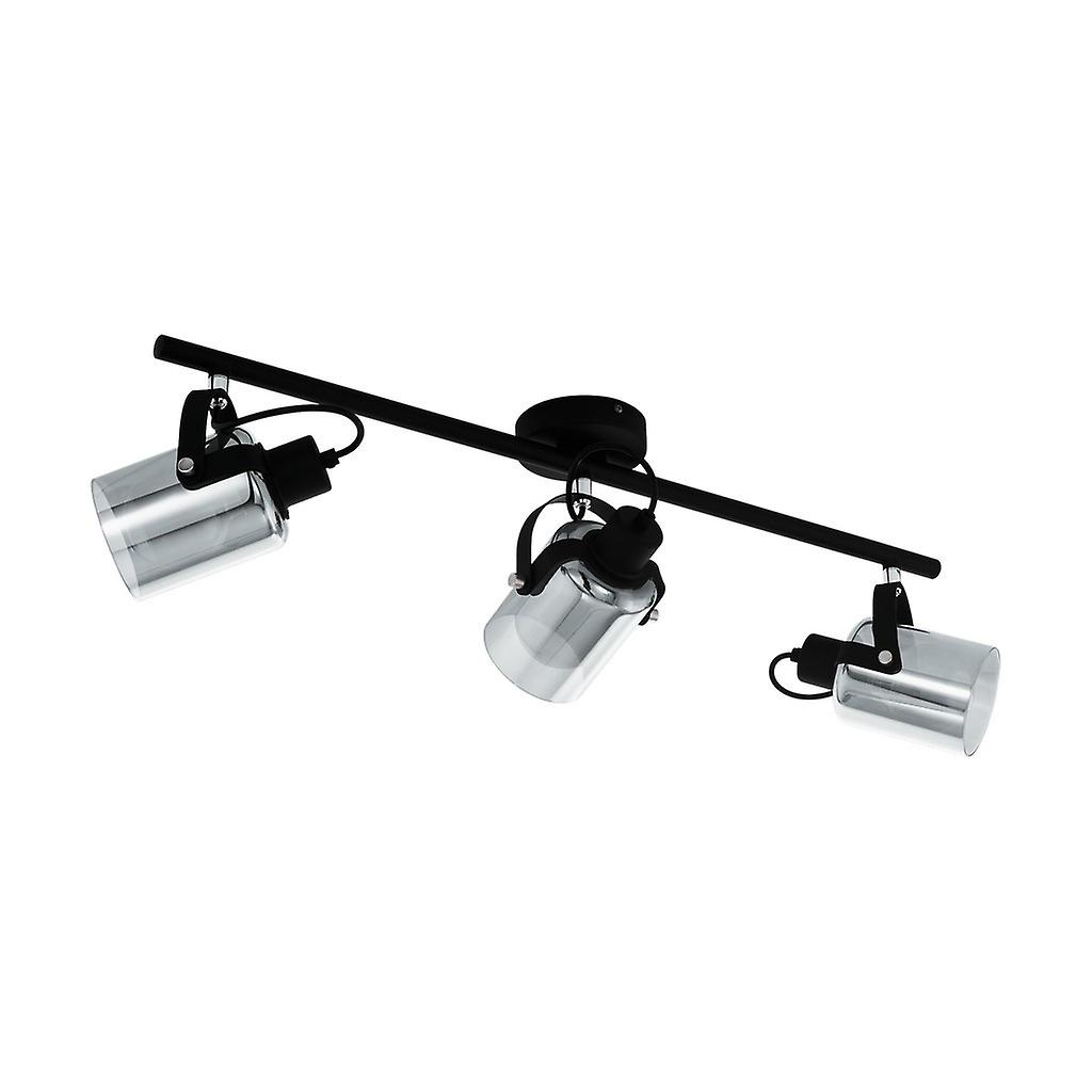 Eglo Berregas 3 Lamp Spotlight Bar Black, Chrome