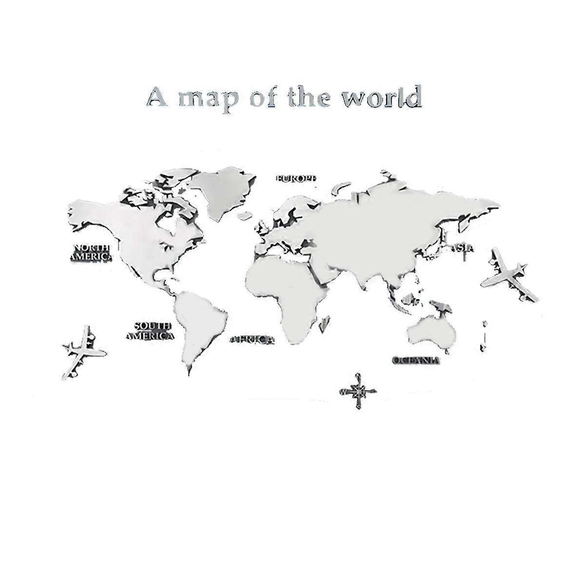 World Map Wall Stickers 3D Acrylic Mirror Sticker Three-Dimensional for Living Room Office Wallpape