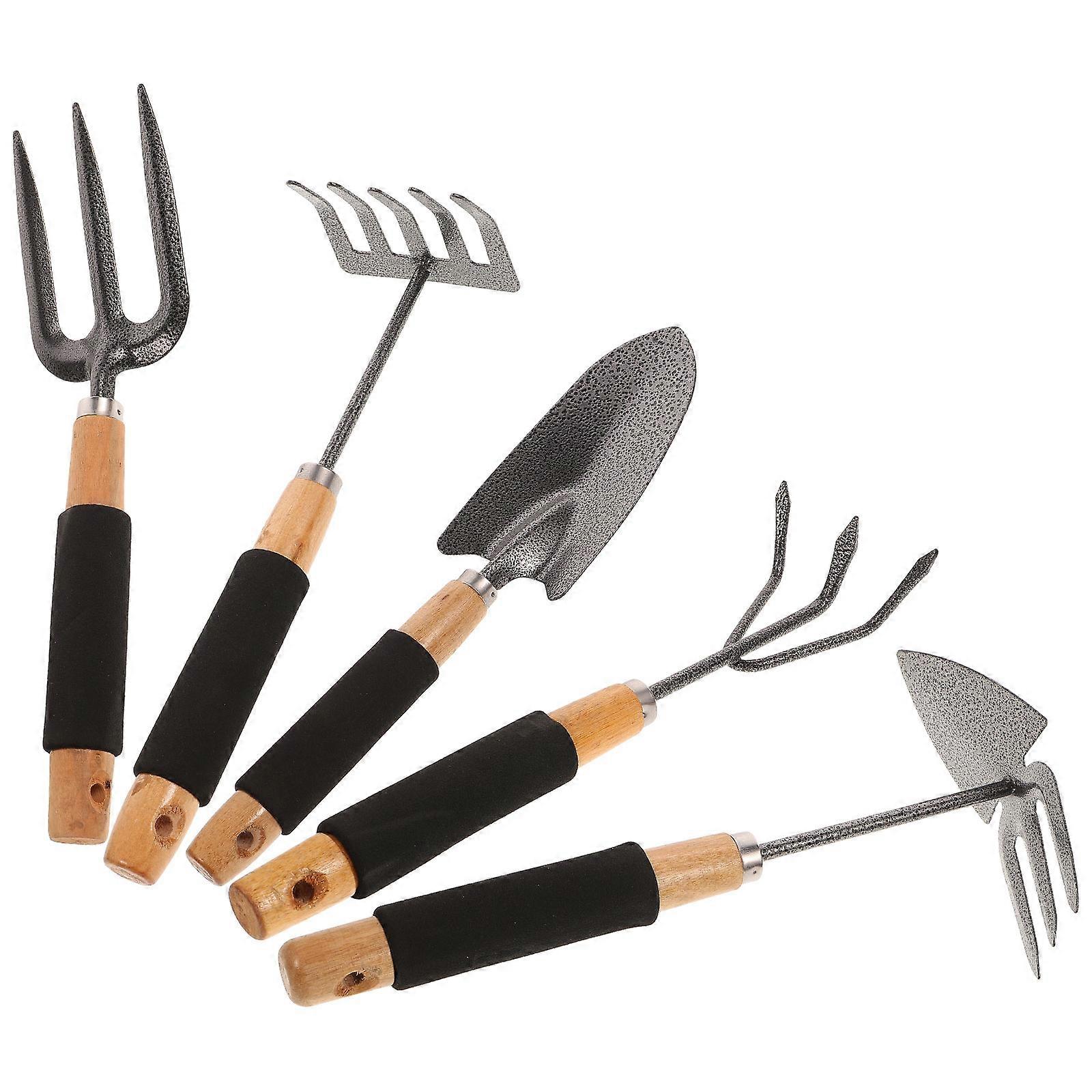 Garden Weeding Tools 1 Set Best For Home Use Stainless Steel Wood Ergonomic Handles Aeration