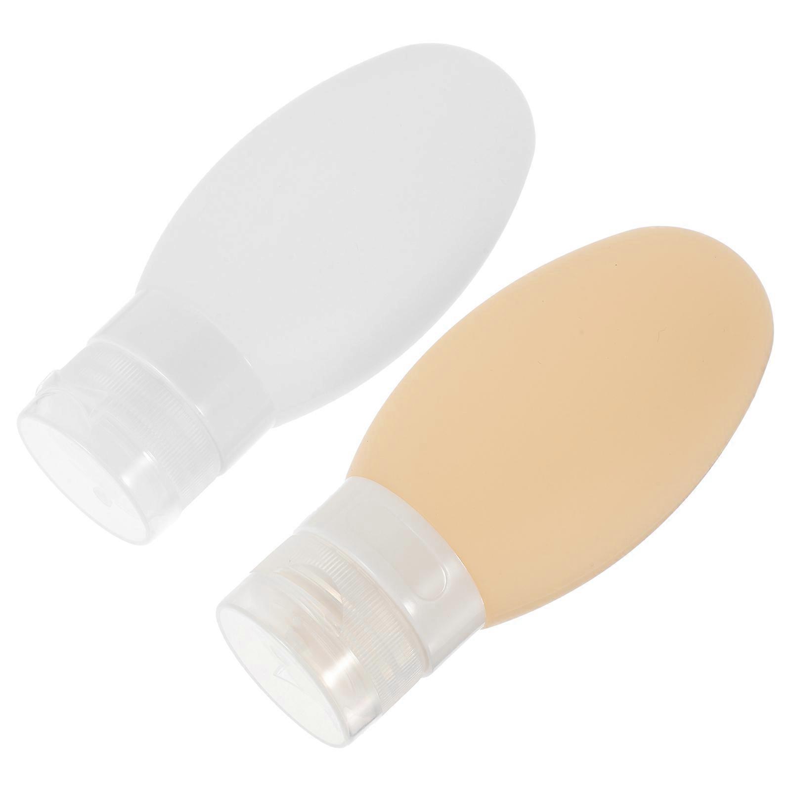 Squeezable Silicone Travel Bottles with Suction Cups – Refillable Dispenser Containers for Body Lotion, Liquid Soap & Toiletries – 2pcs Set