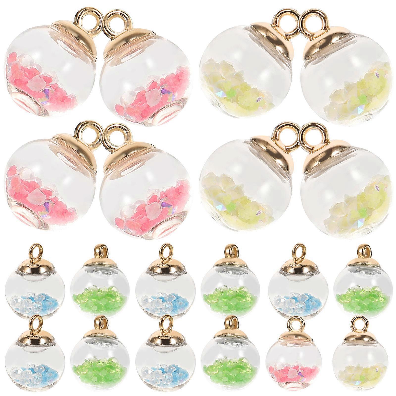 20pcs Glass Charm Balls for DIY Crafts Assorted Color Durable Transparent Pull Chain Pendant