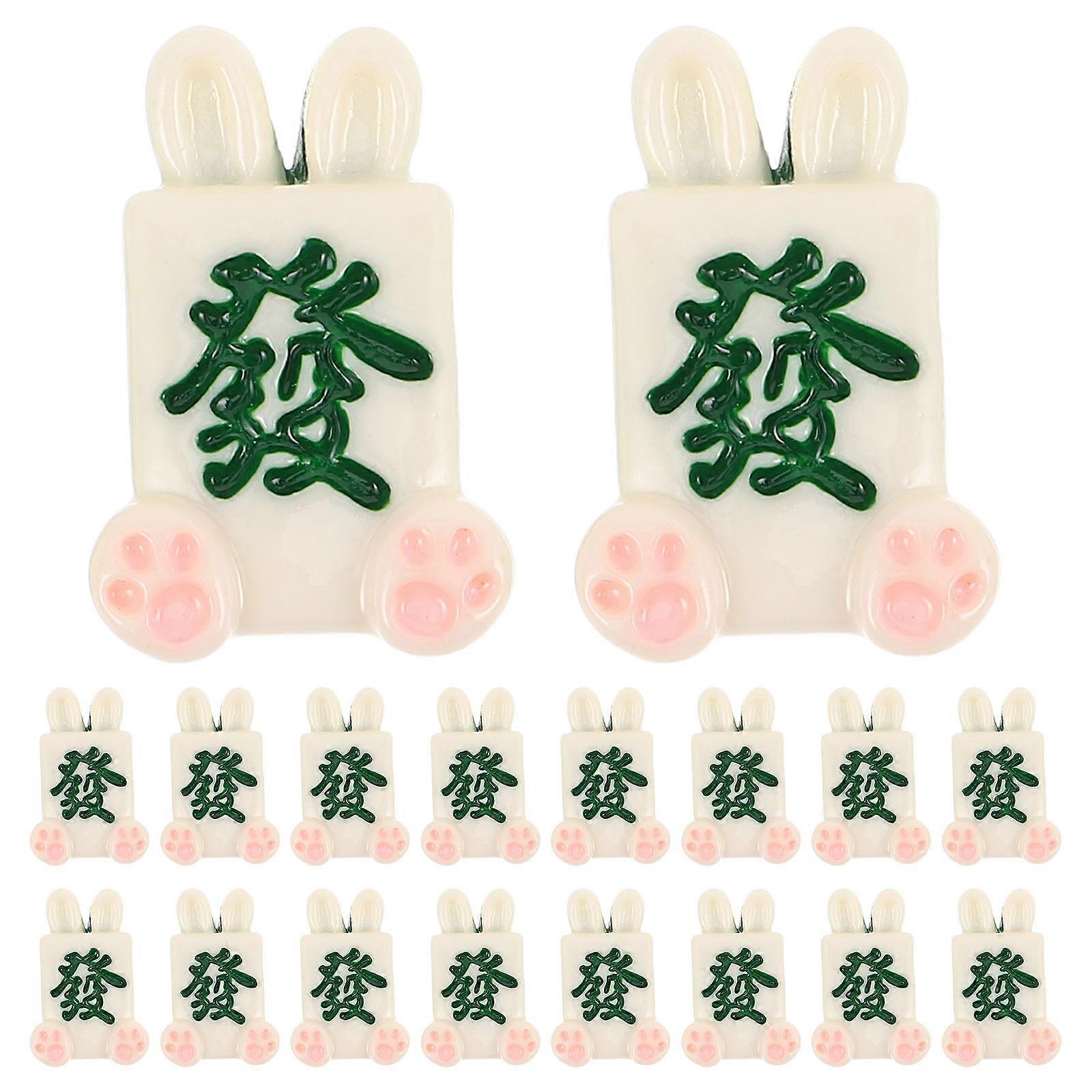 20pcs Cartoon Mahjong Charms Resin Flat Accessories for DIY Jewelry, Keychains, and Hairpins