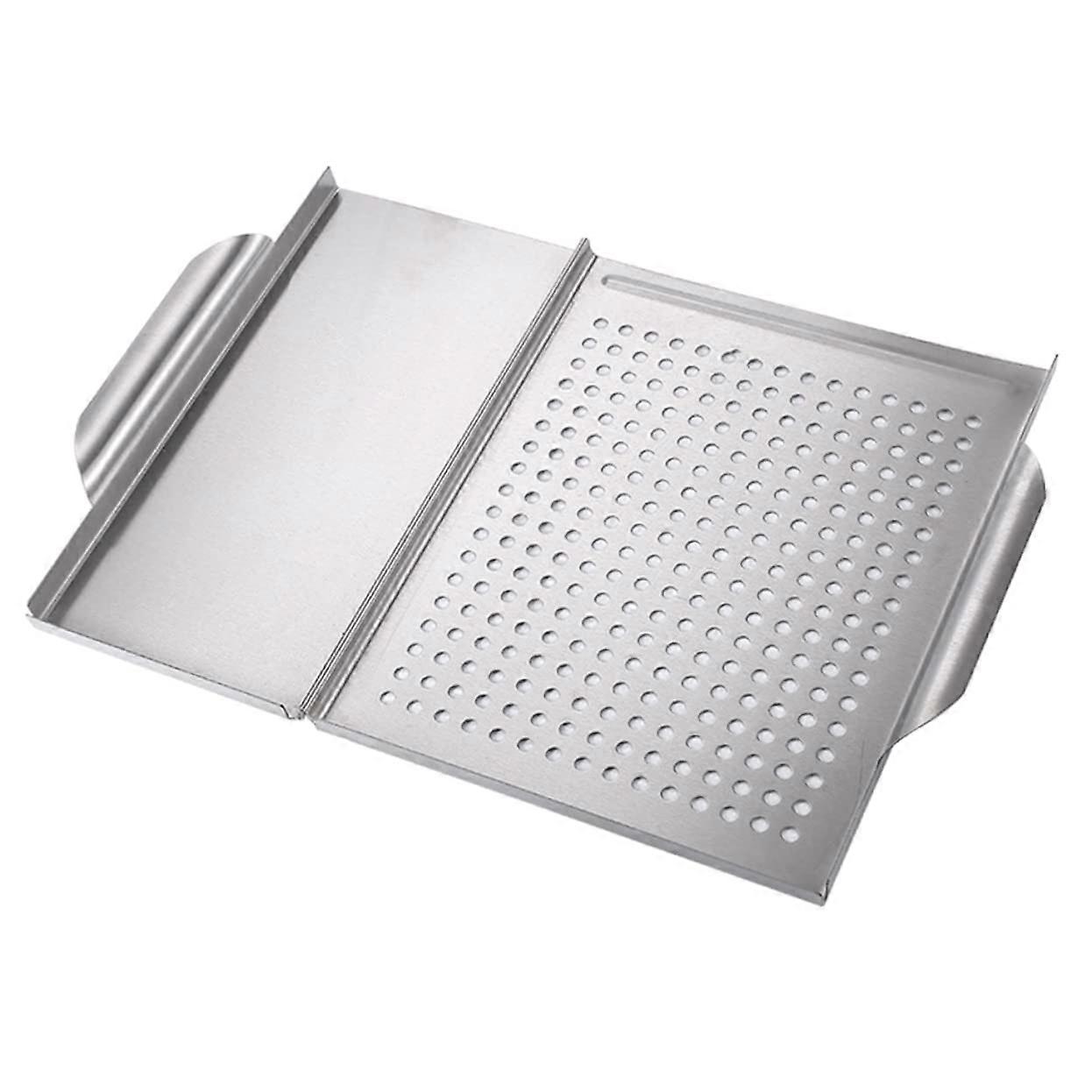 Nonstick grill plate for vegetables, multifunctional BBQ plate for induction and gas stoves, suitable for camping and grilling.