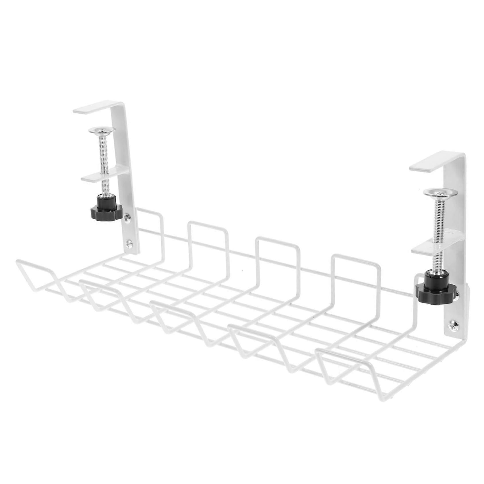 Cable Management Under Desk Organizer Cable Tray for Desks, Table Mountable for Safe and Tidy Workspaces per Box, White, Durable Color