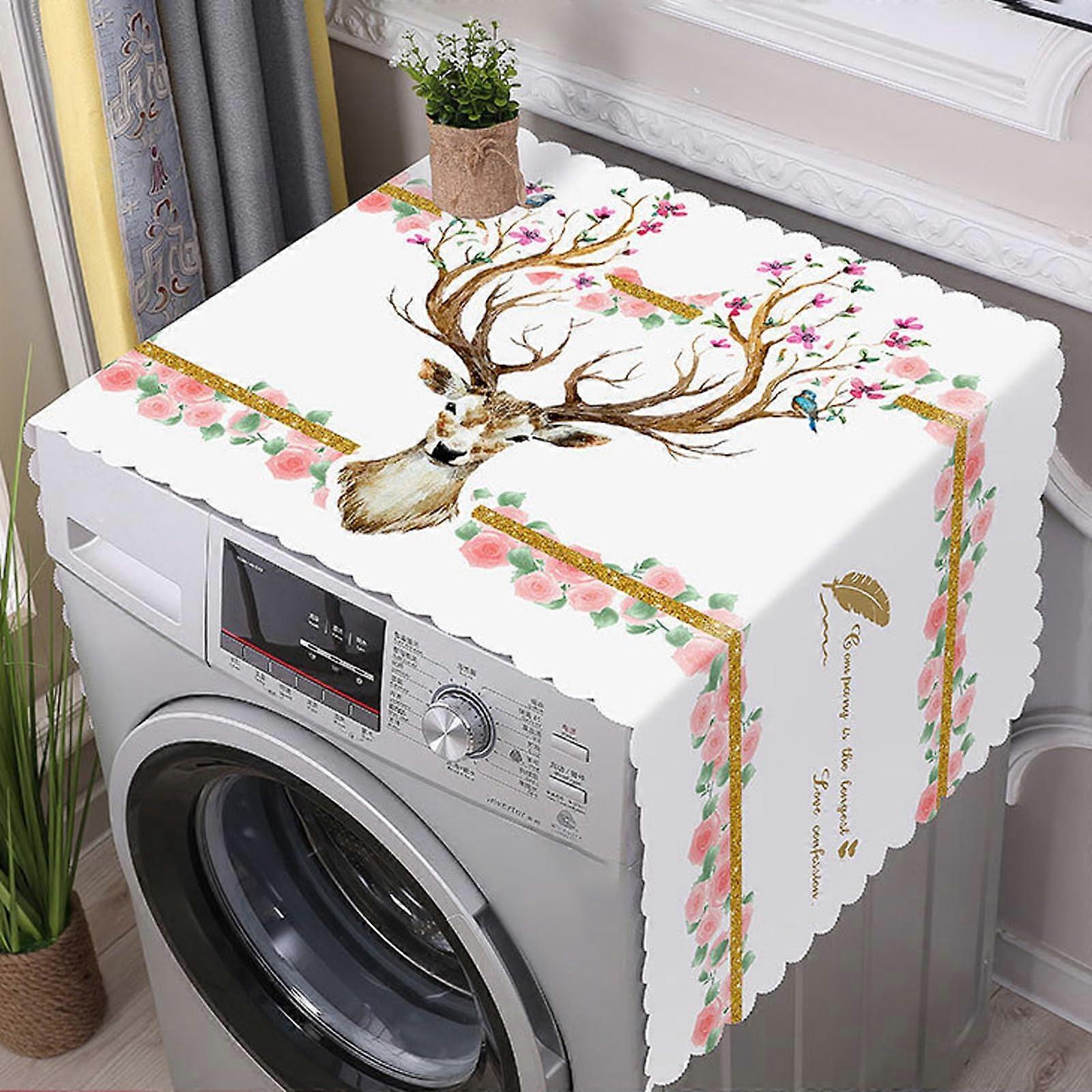 Washing Machine Dust Cover, Waterproof Storage Bag for Washer & Refrigerator, White 55x140cm, Multi-Functional Protection